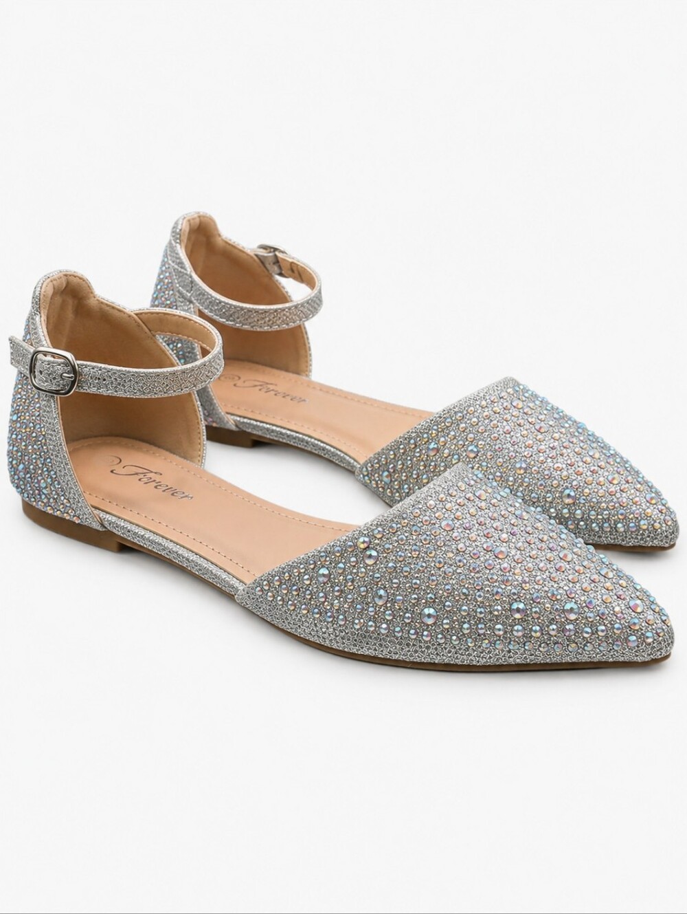 Forever Link Showy D'Orsay Rhinestone Flats 8 NWT Wedding Guest Holiday Party